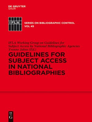 cover image of Guidelines for Subject Access in National Bibliographies